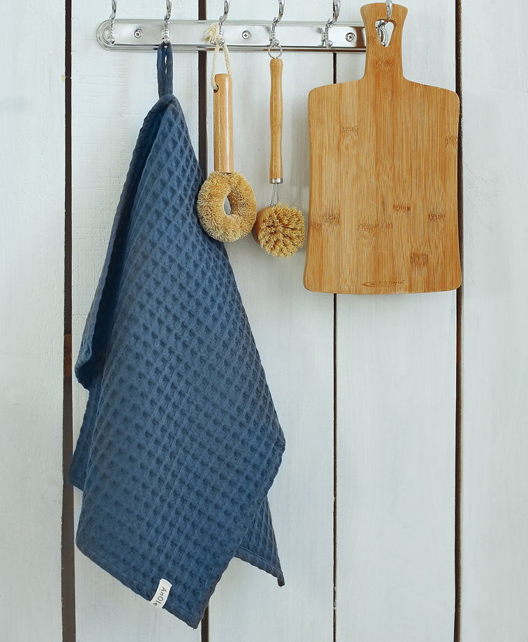 Полотенце для кухни из хлопка серо-синего цвета