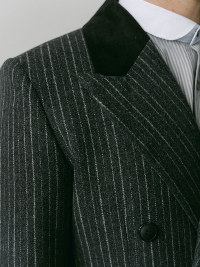 Мужское пальто Шелби 2 (темно-серое в полоску)