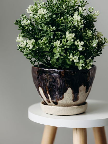 Горшок керамический с поддоном для растений