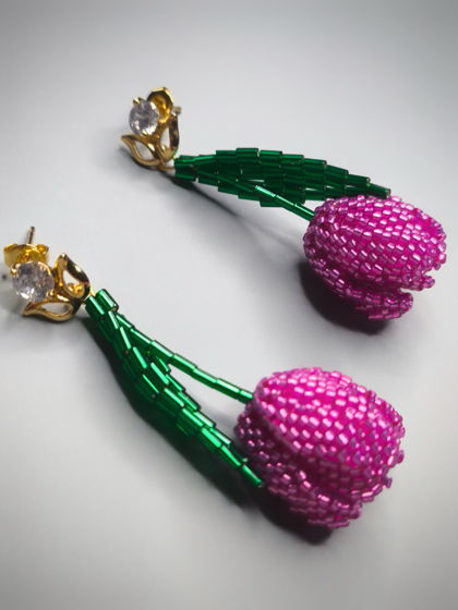 Серьги из бисера Тюльпаны мини