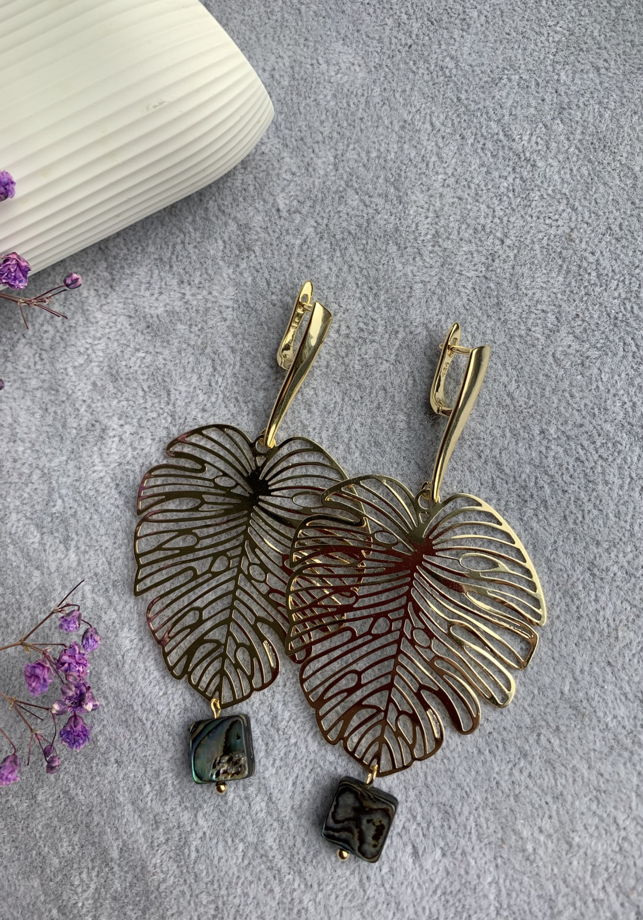 Серьги с натуральным гелиотисом «Полночь в джунглях»