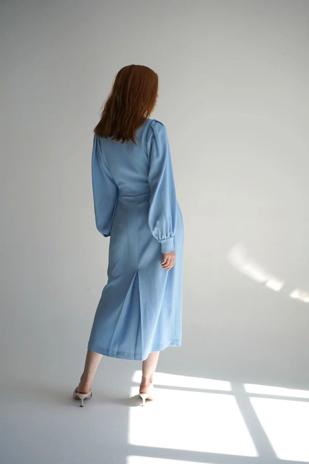 Голубое платье с перекрученной деталью S, M, L