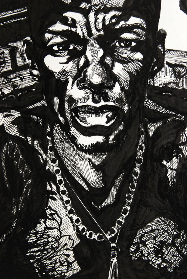 Картина, портрет музыканта Трики (Tricky)