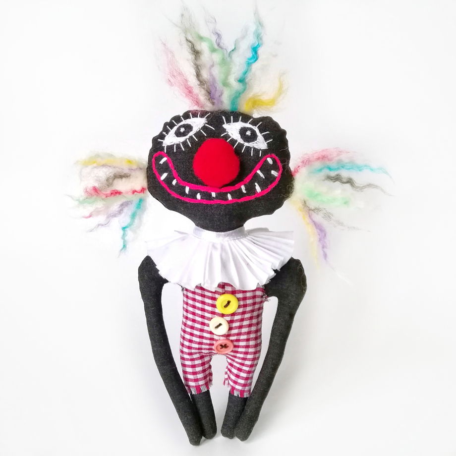 Текстильная художественная кукла-клоун ручной работы
