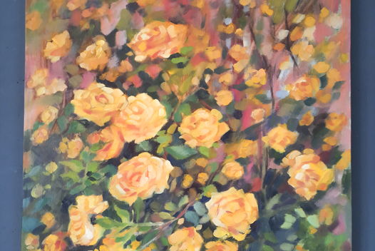 Картина маслом. Желтые розы.