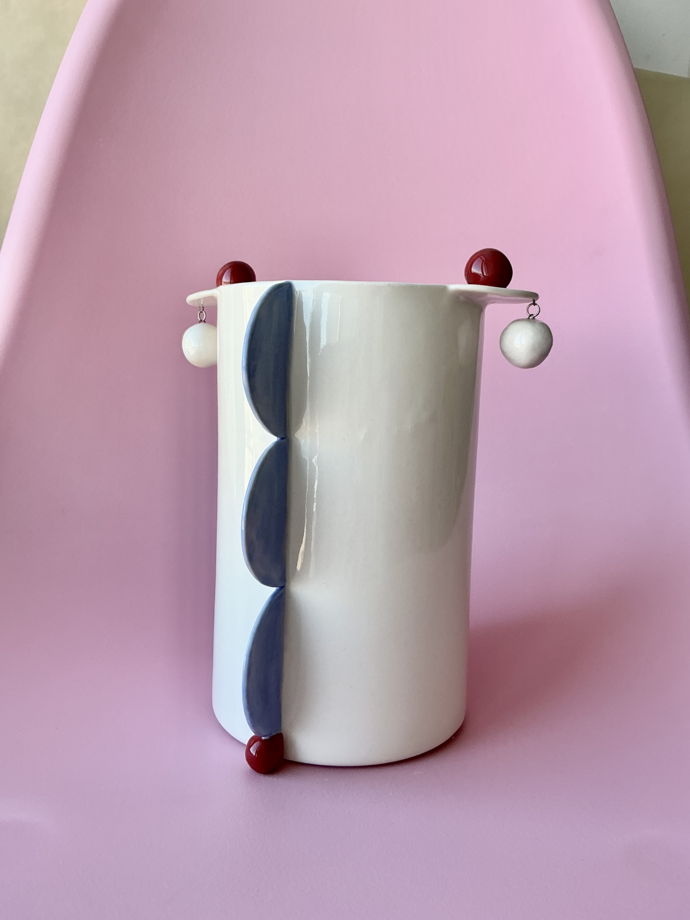 Ваза «Вишнево-голубая геометрия»