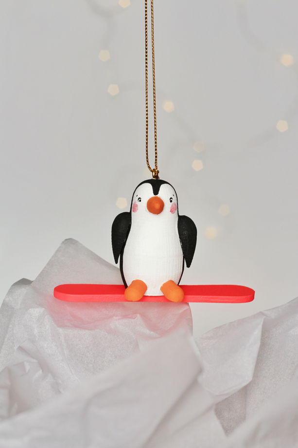 Декоративная игрушка "Пингвин - сноубордист"