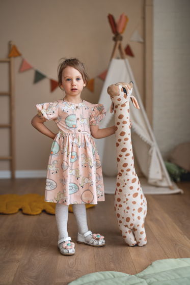 Летнее хлопковое платье для девочки с лошадками