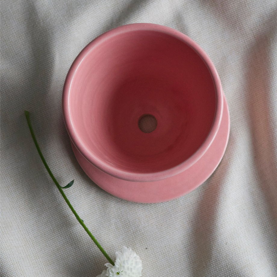 Воронка V60 для пуровера розовая + кофе от Maybe Tokyo, ручная работа