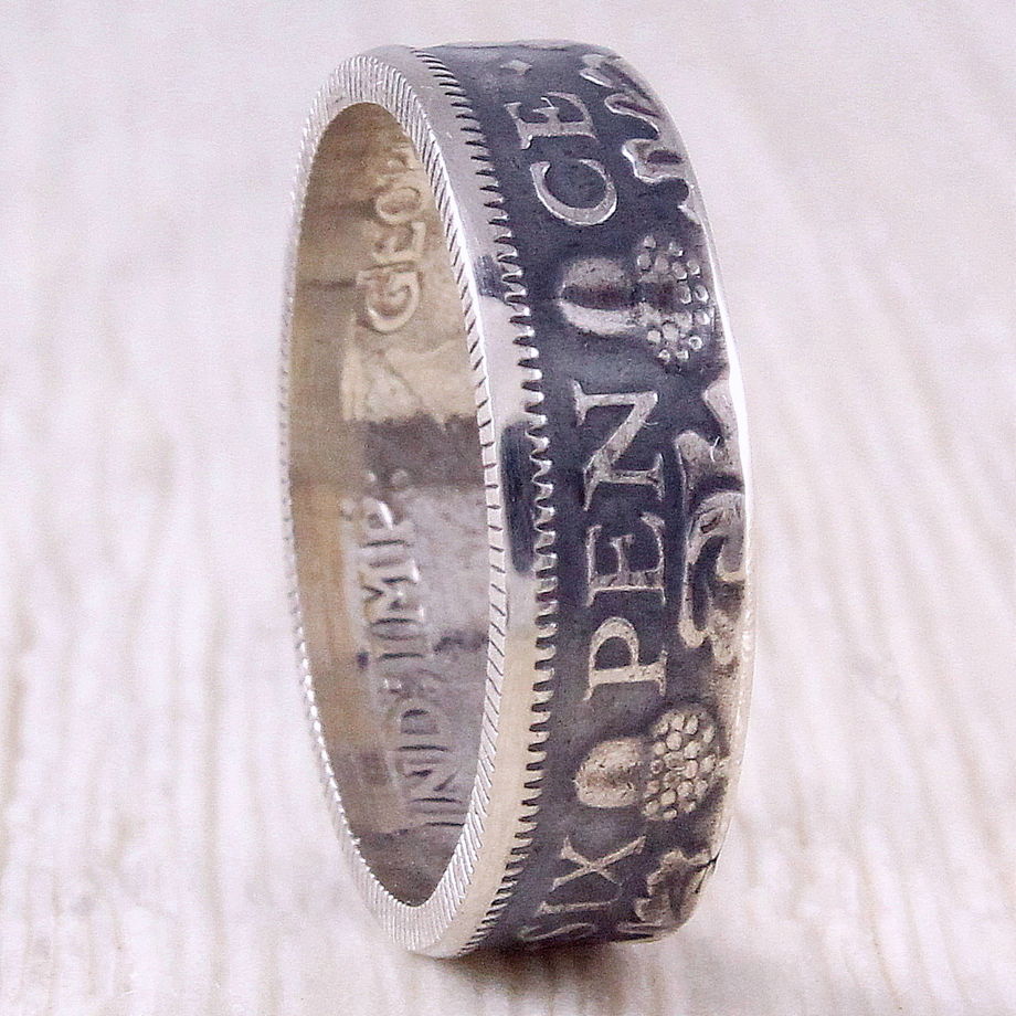 Серебряное кольцо из монеты (Великобритания) 6 пенсов