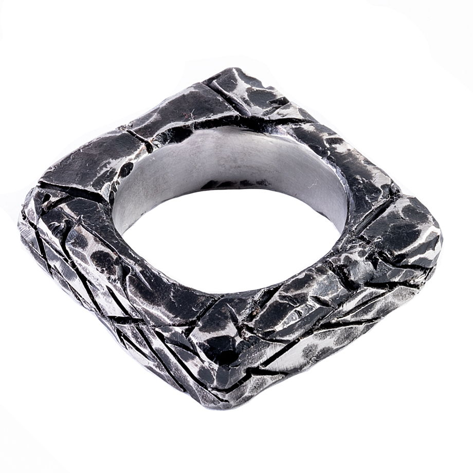 кольцо квадратное "CARRE"  #destructured ювелирная нержавеющая сталь.