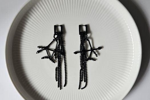 Серьги трансформеры  квадрат BLACK ROMB