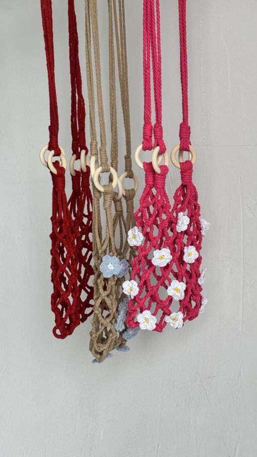 Авоська фуксия с ромашками