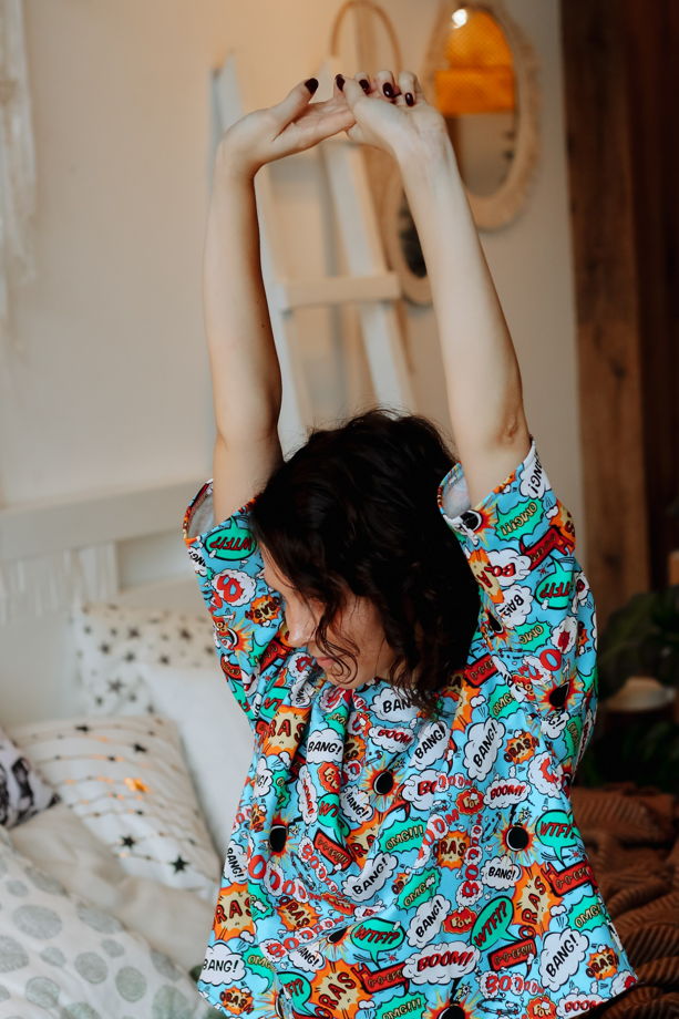 Домашний костюм / пижама с шортами из трикотажа