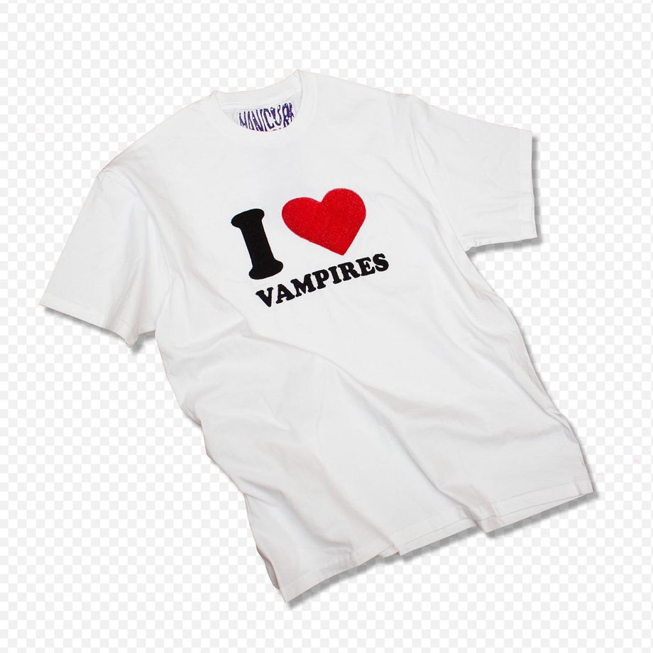Белая футболка с вышивкой «I Love Vampires»