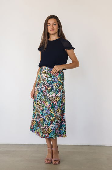 Двухслойная юбка из вискозного шелка "цветочная поляна"