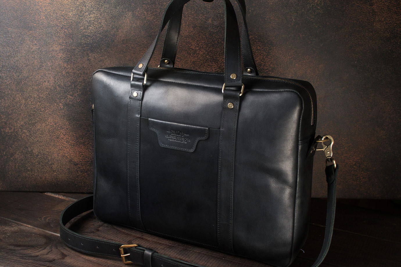 Мужская деловая сумка из кожи -PRESTIGE- цвет Черный