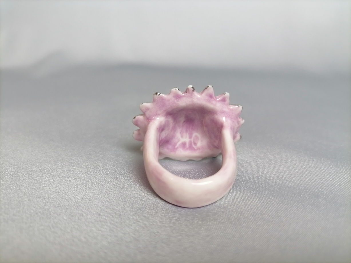 Перстень Дракон большой из фарфора в платине