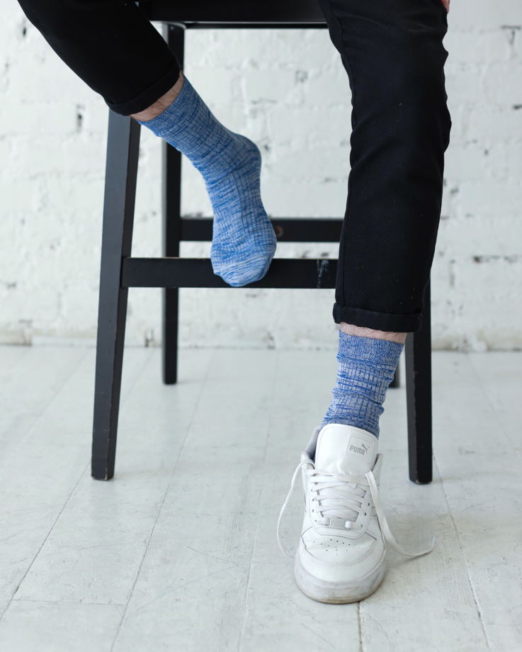 Носки хлопковые базовые меланж синие