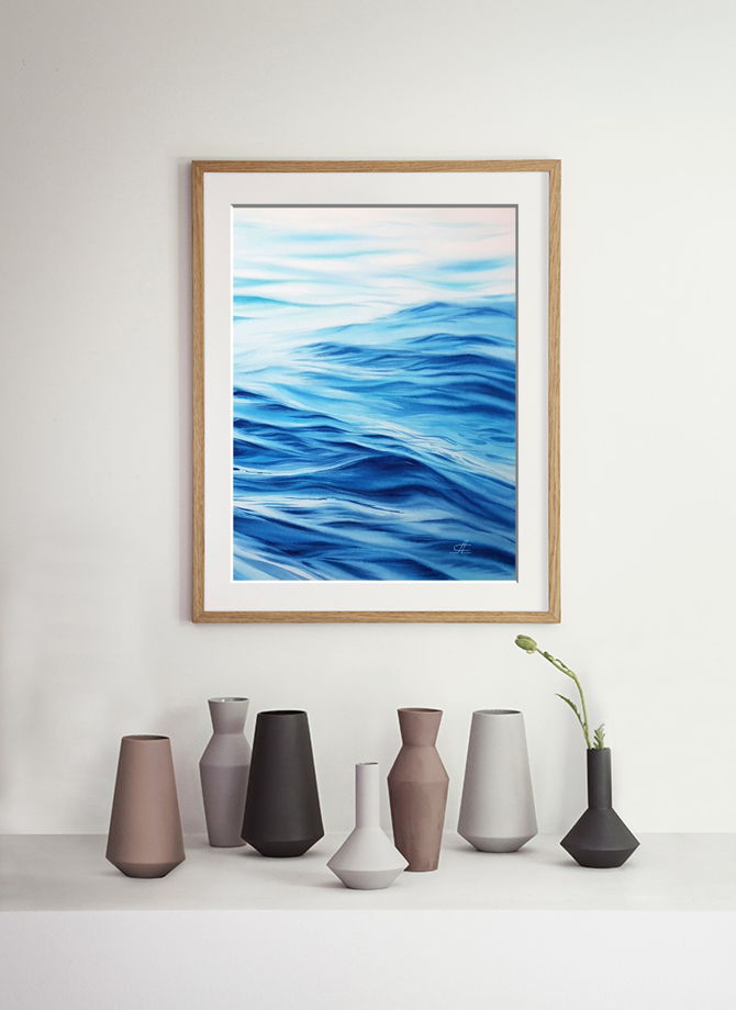 Печатный постер с авторской акварельной картины "Волны"