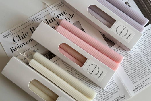 Столовые свечи ребристые ручной работы набор из 2 шт